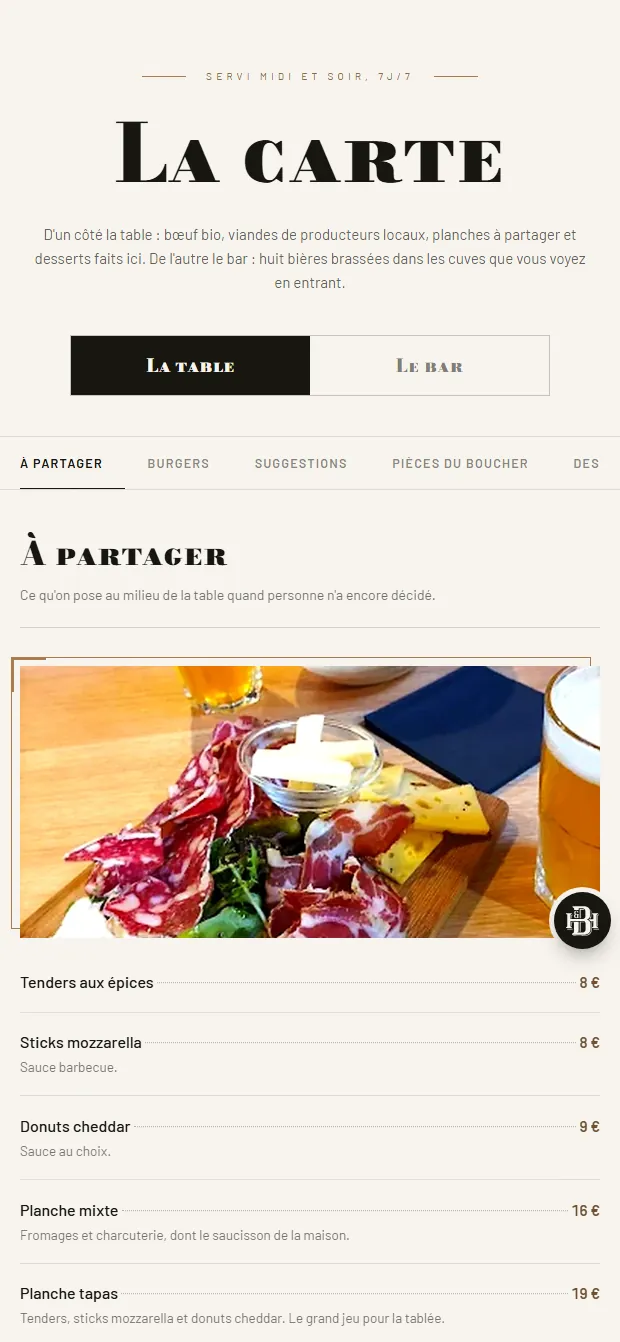Bouchon et Houblon sur téléphone : la carte