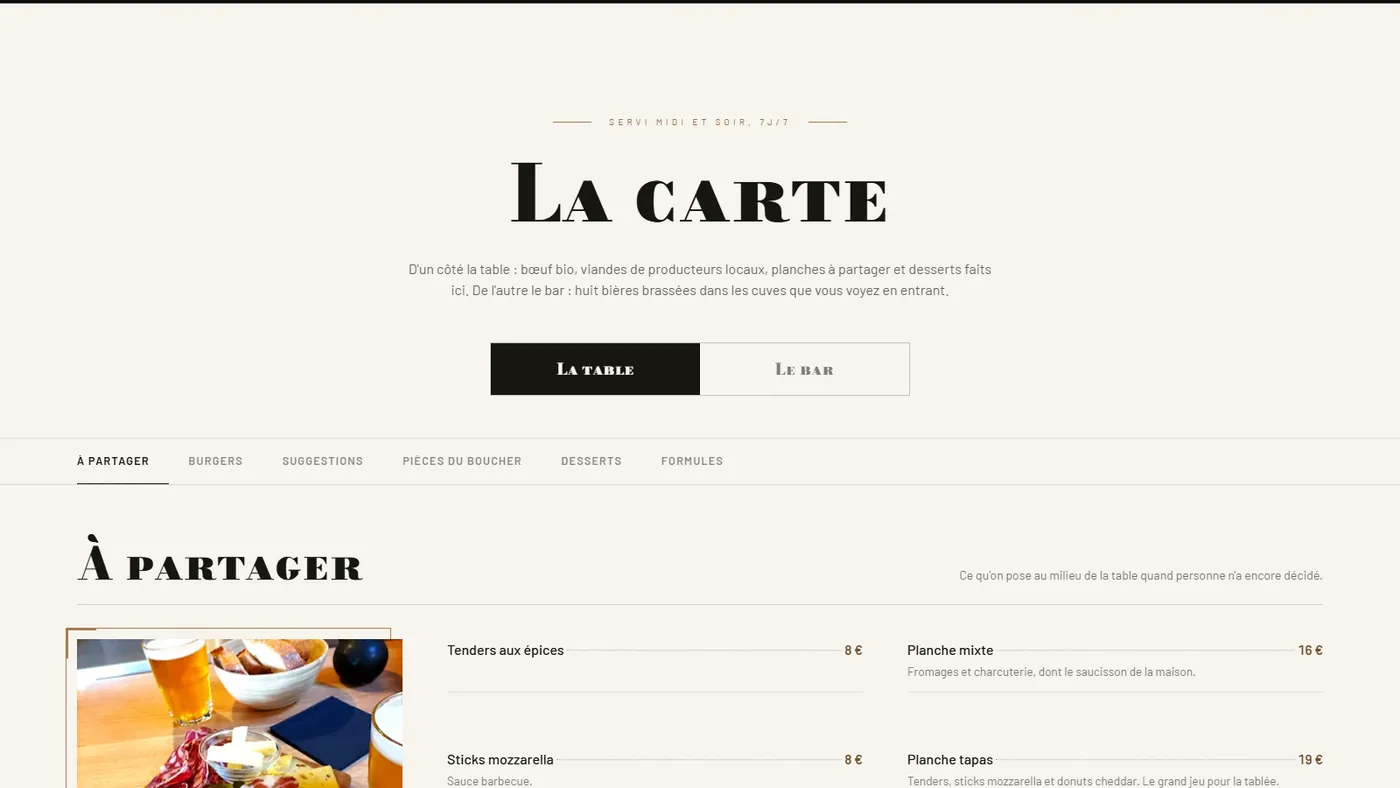 Bouchon et Houblon : la carte