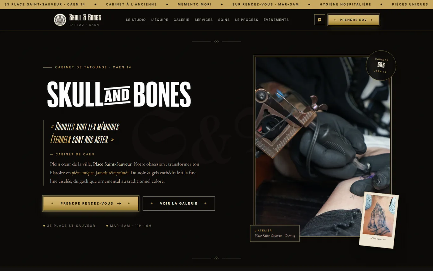 Page d'accueil du site Skull et Bones