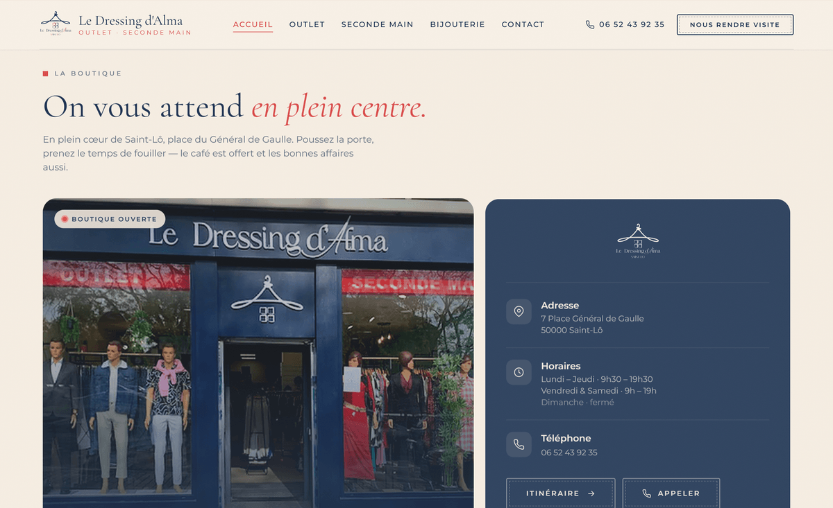 Section Boutique — Le Dressing d'Alma