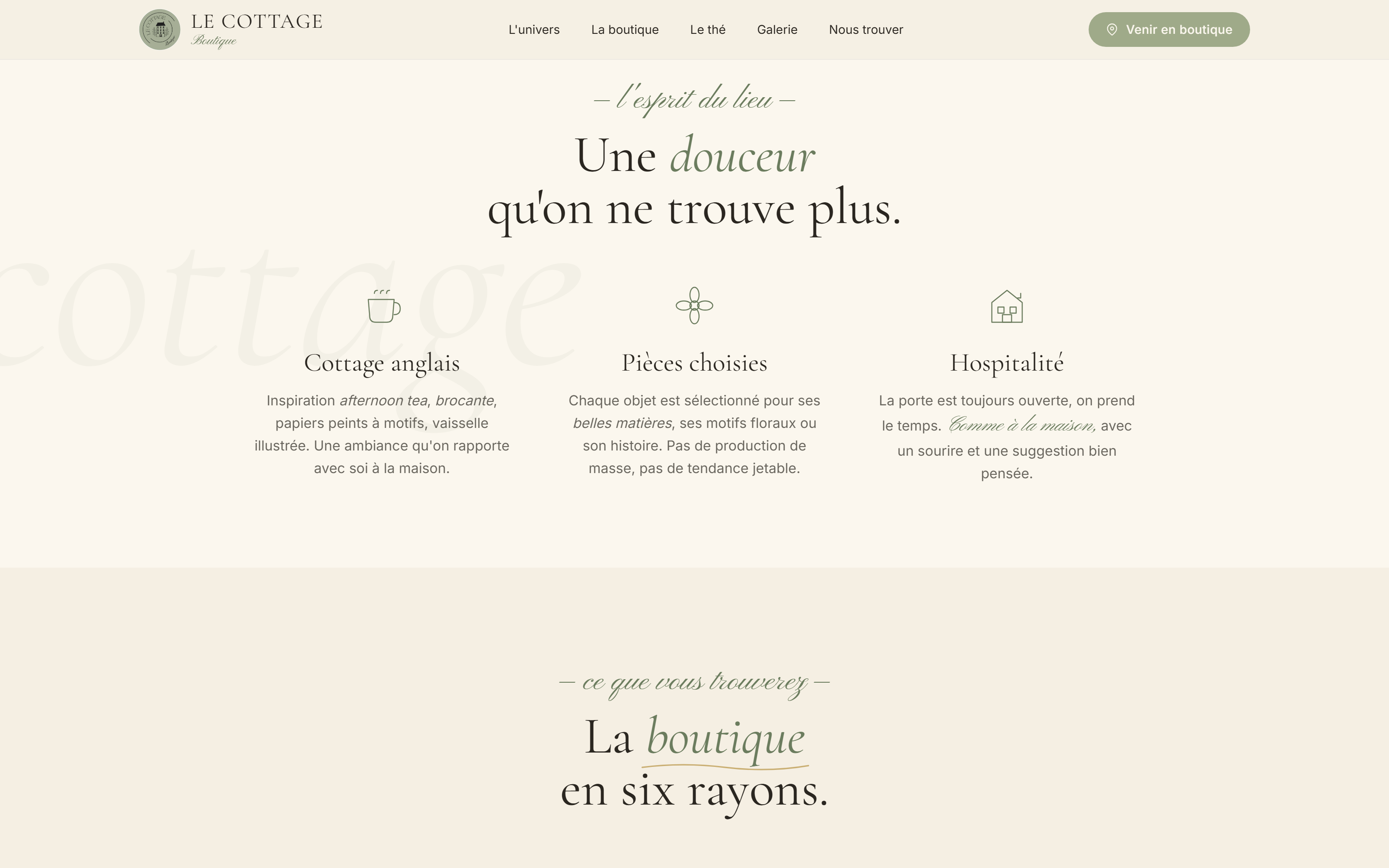 Section Univers — Le Cottage