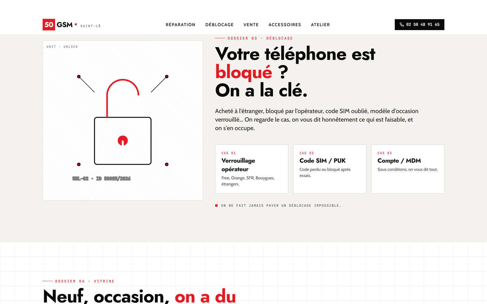 Déblocage & vente — 50 GSM