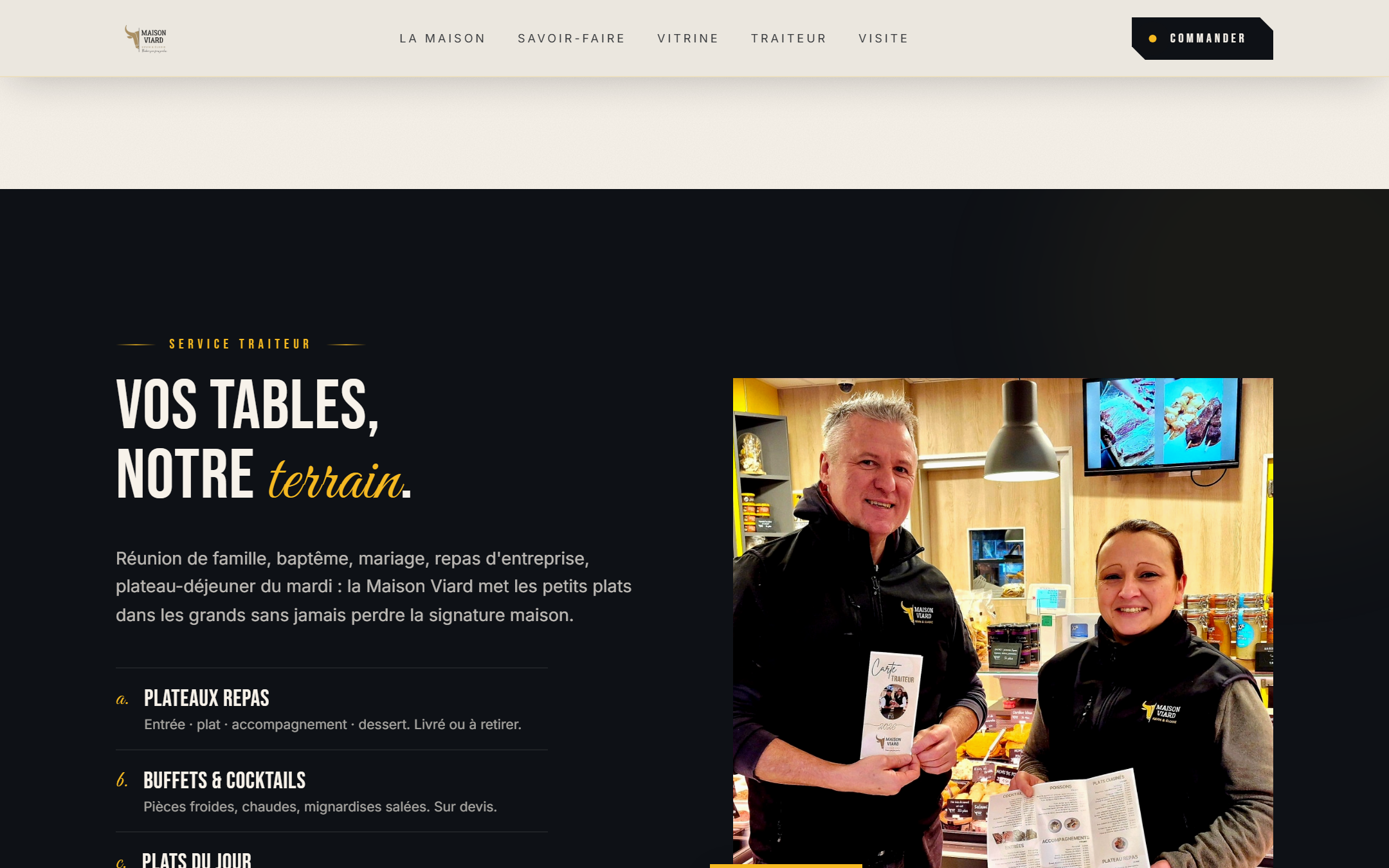 Traiteur dark mode — Maison Viard