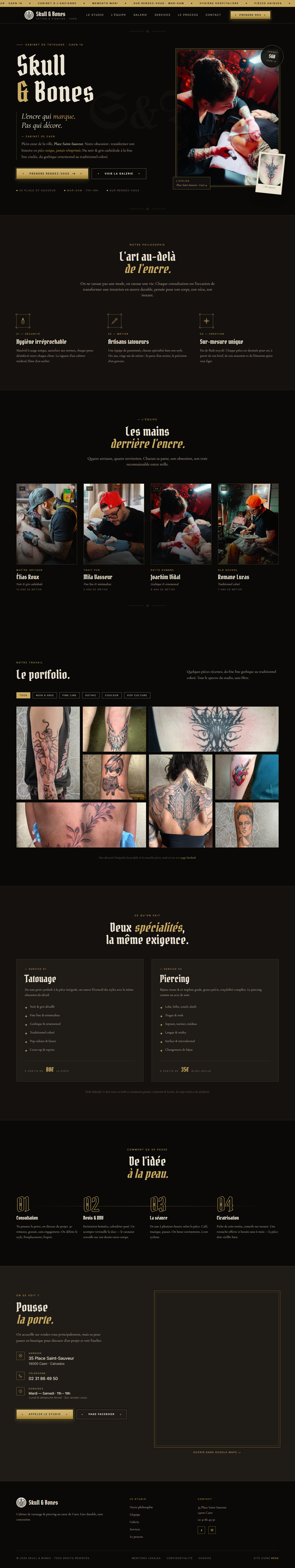 Site Skull & Bones — cabinet de tatouage à Caen