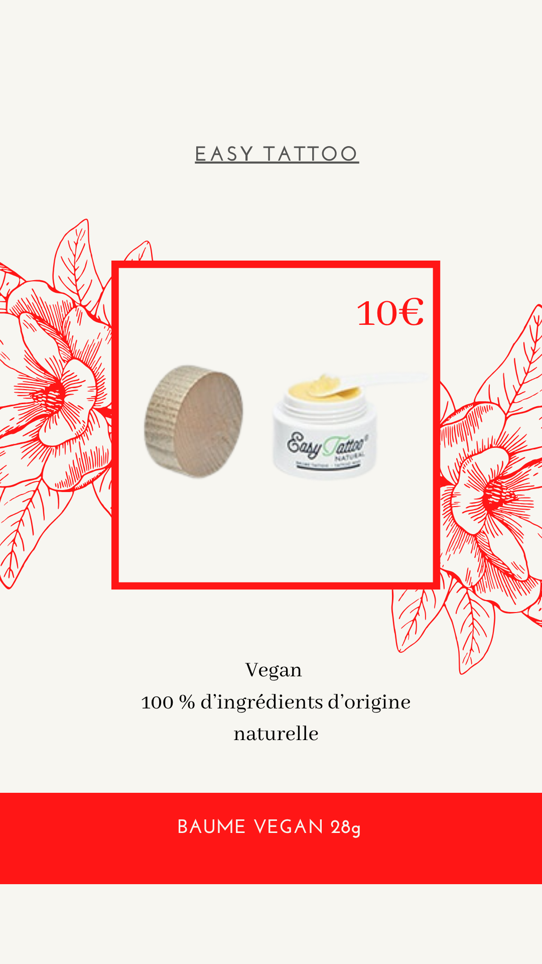 Easy Tattoo — Baume vegan 28g 100% naturel