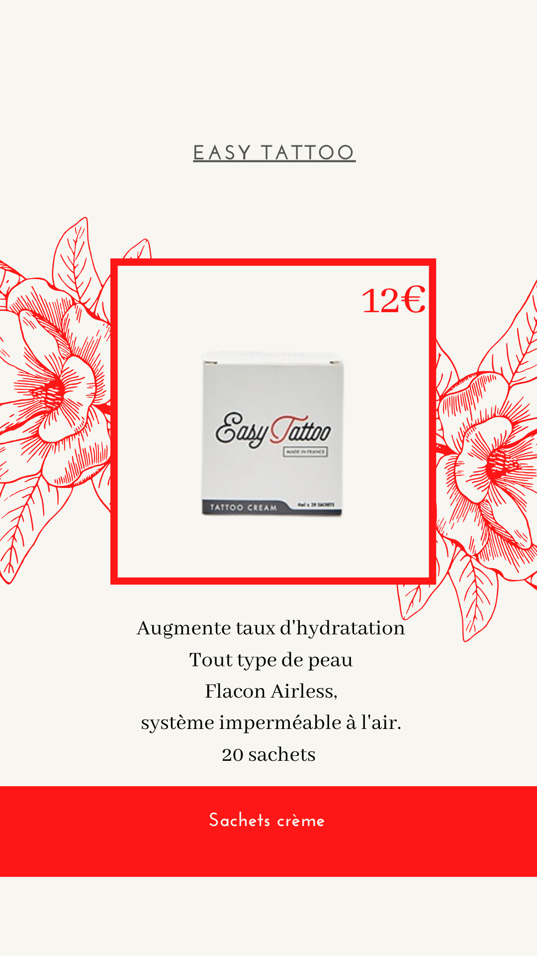Easy Tattoo — Boîte de 20 sachets de crème